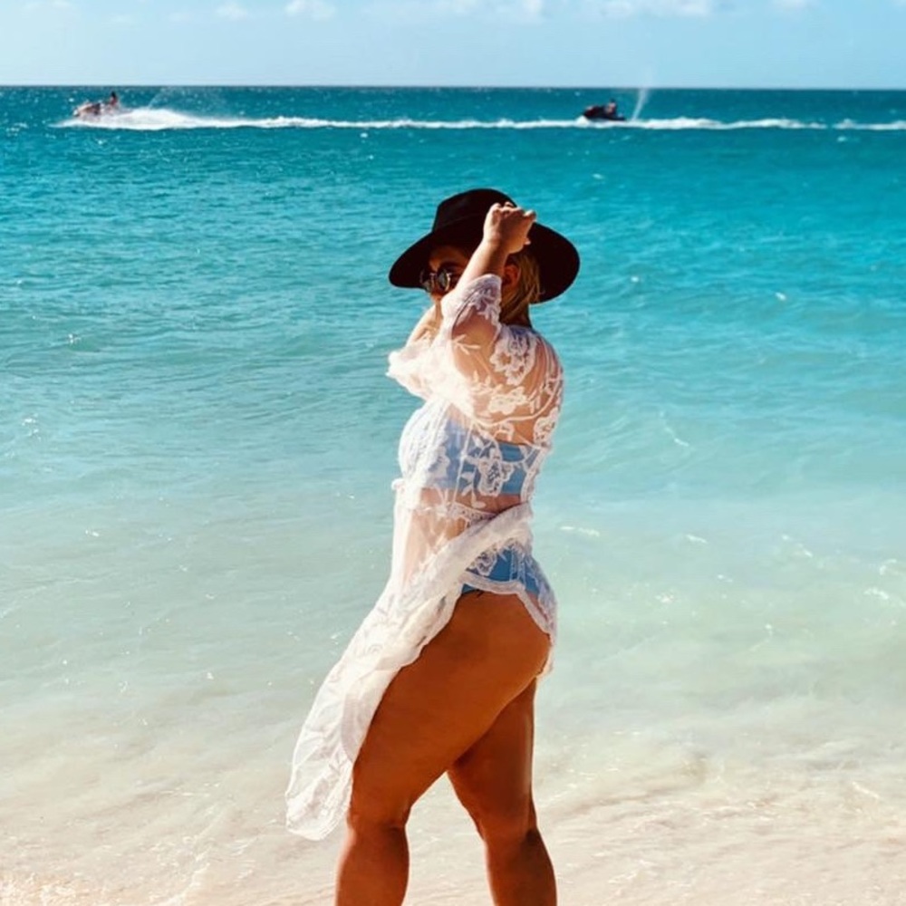 White lace beach coverup